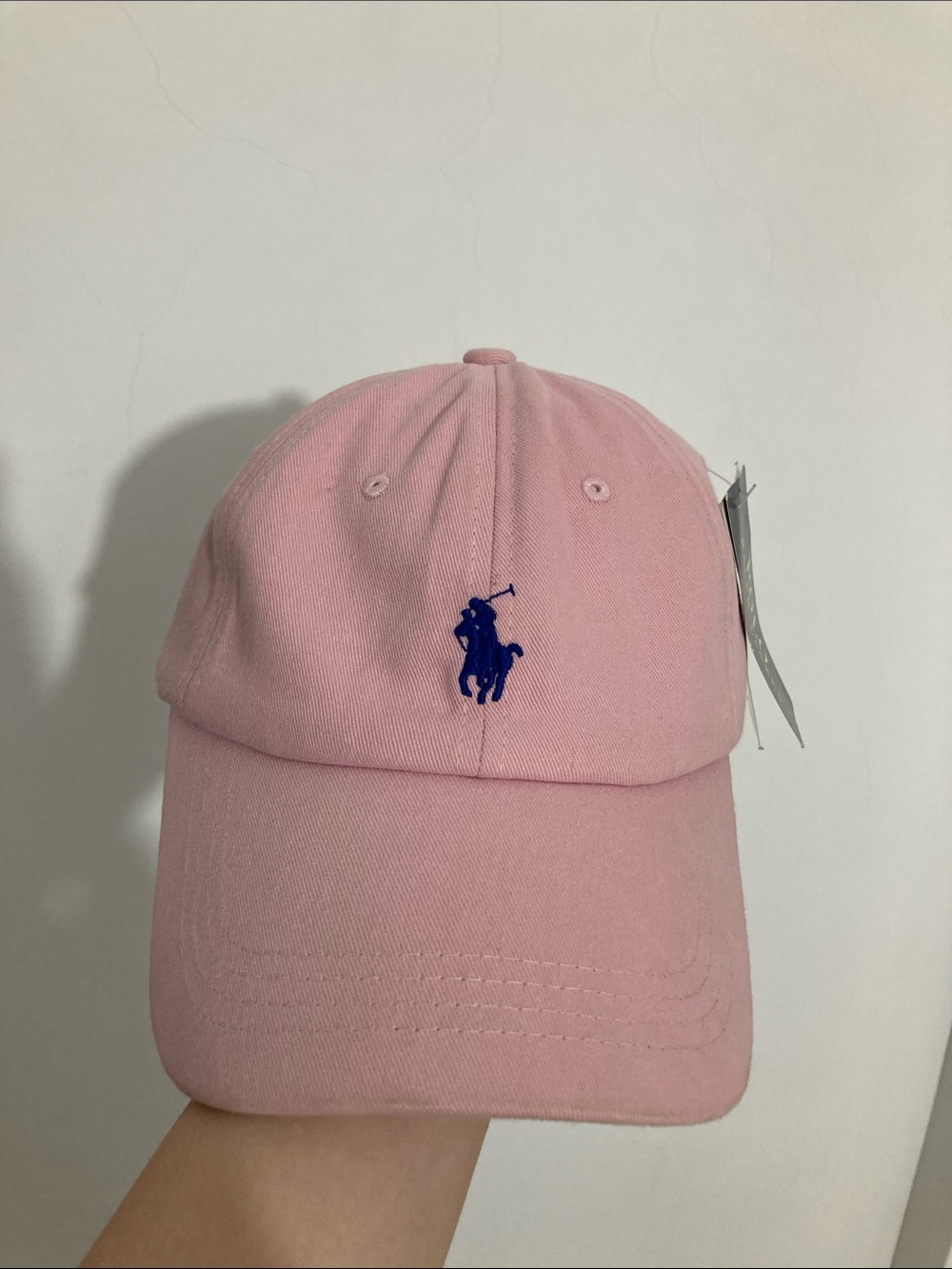 Ralph Lauren Pink Cap with Blue Polo Logo
